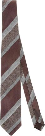 Bigi Cravatte Milano striped tie - men - Silk/Linen/Flax - One Size - Brown