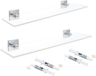 GROHE Juego De 2 Estantes Grohe Start Cube 53 Cm Cromados + 2 Grohe Quickglue A2 Para Acceso Con Dos Placas De Fijaci&oacute;n