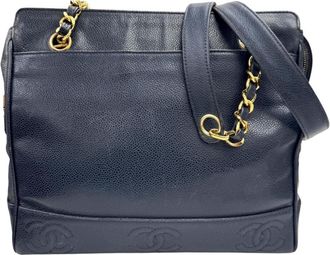 Chanel Navy Grained Calfskin Tote Bag (Pre-Owned)