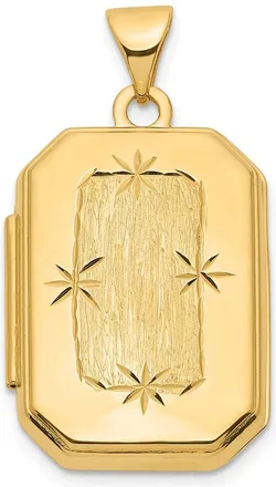 Diamond2Deal 14k Yellow Gold Diamond-cut Brushed 20mm Rectangular Locket Pendant