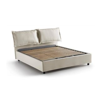 Talamo Italia Talamo Italia - Cama Matrimonial Agnese, Cama Contenedor Con Revestimiento De Tela, 100% Made In Italy, Apertura Frontal, Adecuado Para Colch&oacute;n 140x19