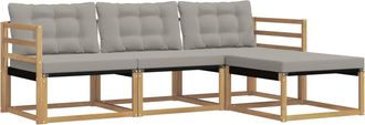 vidaXL Conjunto De Sof&aacute;s De Exterior 4 Uds. Blanco Y Gris Claro Vidaxl