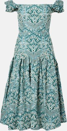 Agua Bendita Abito midi Siembra in cotone con ricamo