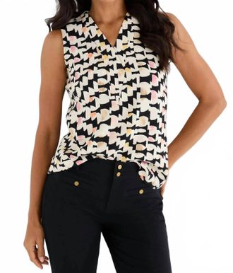 Nic+Zoe Mod Mix Crepe Tank In Black Multi