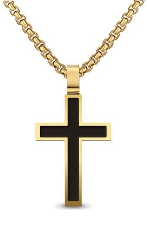 Edforce Mens Inlay Cross Pendant Necklace in Gold at Nordstrom Rack