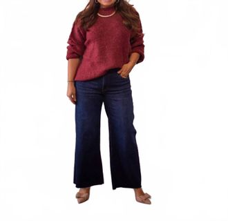 Elan Boucle Crewneck Sweater In Plum