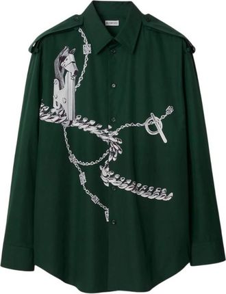 Burberry Knight Hardware Printed Cotton Shirt, Size XX-Large
