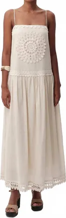 Exquise Clarisse Lace Detail Strappy Midi Dress In Beige