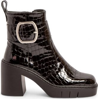 The Art Company Womens 1979 Block Heel Boots In Black Patent Croc