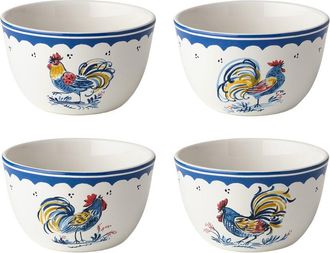 Certified International French Rooster Set Of 4 Ice Cream Bowls