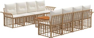 vidaXL Conjunto De Sof&aacute;s De Exterior 9 Uds. Natural Y Crema Vidaxl