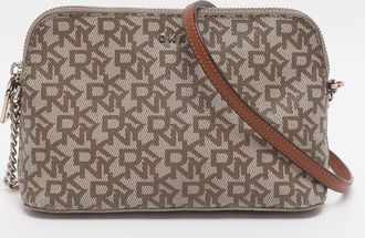 DKNY Dkny Brown/beige Signature Coated Canvas Dome Crossbody Bag