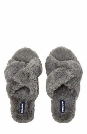 Lands End Fluffy Slide House Slippers in Dark Gray at Nordstrom, Size 10