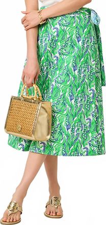 Lilly Pulitzer Constance Reversible Midi Wrap Skirt In Putting Green Lilly Of The Valley
