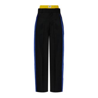 Dsquared2 Wide Trousers, female, Black, Size: 2XS Wool Pleated Trousers