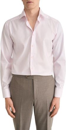 Eton Slim Fit Textured Dress Shirt in Medium Pink at Nordstrom, Size 17.5