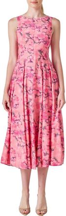 endless rose Floral Print Sleeveless Midi Dress in Pink Multi at Nordstrom, Size X-Small