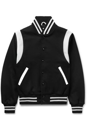 Golden Bear Sportswear The Hayes Leather-Panelled Wool-Blend Varsity Jacket