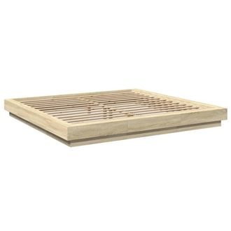 Berkfield Home Durable Bed Frame with LED Lights without Mattress Sonoma Oak 200 in Brown