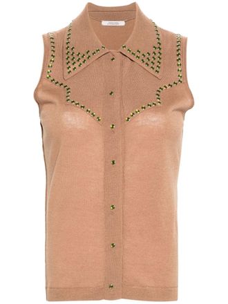 Dorothee Schumacher stud-embellished knitted top - Brown