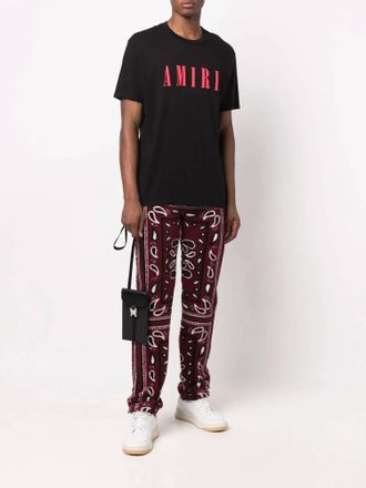 Amiri Printed Bandana Fleece Pants In Red Black