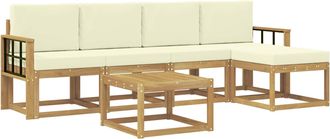vidaXL Conjunto De Sof&aacute;s De Exterior 6 Uds. Blanco Y Crema Vidaxl