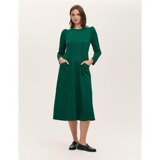 Finery Felice Ponte Jersey Midi Dress in Bottle Green at Nordstrom, Size 10