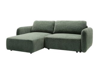 Vente-Unique Sof&aacute; cama rinconera izquierda en chenilla verde pino PLUFATI