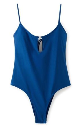 Mango Keyhole Open Back One-Piece Swimsuit in Navy at Nordstrom, Size X-Small