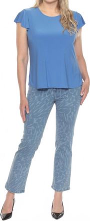 Joseph Ribkoff Animal Pattern Straight Jeans In Blue/denim