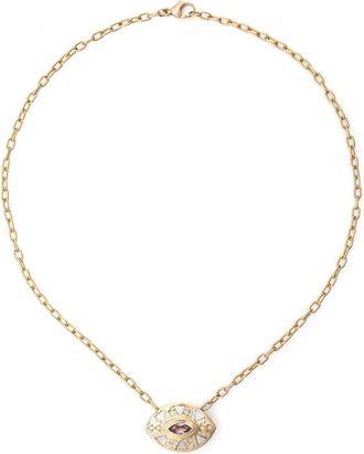 Harwell Godfrey 18kt yellow gold Cleopatras Eye diamond pendant necklace - women - Amethyst/Diamond/18kt Yellow Gold/Mother of Pearl - One Size