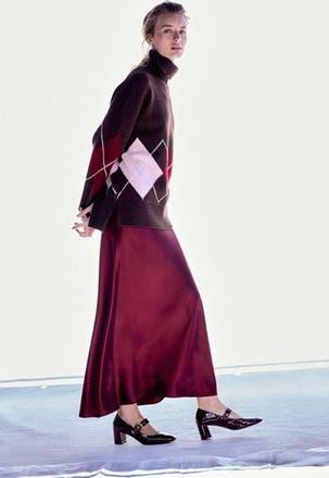 Boden Polly Turtleneck Wool Sweater in Brown Pink Argyle at Nordstrom Rack, Size Medium