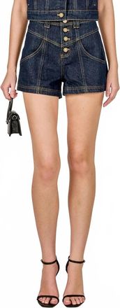 endless rose Womens High Waisted Shorts In Dark Denim