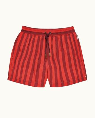 Orlebar Brown Jack Shorter Length Bold Stripe Swim Shorts in Vermillion/dark Red Stripe at Nordstrom, Size 33