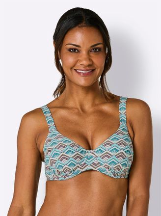 Feel Good B&uuml;gel-Bikini-Top FEEL GOOD, Damen, Gr. 40, Cup D, lila (t&uuml;rkis, violett, bedruckt), Elasthan, Polyamid, Bikini-Oberteile B&uuml;gel-Bikini-Top