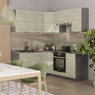 Vicco Cocina Esquinera Fame-line, Panel De Roble/antracita, 160 X 190 Cm, Et Roble