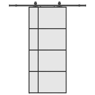 Berkfield Home Sliding Door with Hardware Set Black 90x205 cm ESG Glass