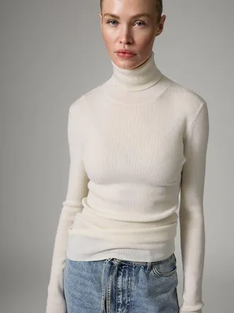 Day Birger Et Mikkelsen Sierra Roll Neck Slim Fit Sweater in Ivory Shade at Nordstrom, Size Xx-Small