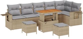 vidaXL Vidaxl - Garden Sofa Set Height-Adjustable 9 pcs Beige Poly Rattan