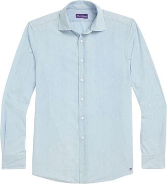 Ralph Lauren Purple Label logo-embroidered shirt - men - Cotton - S - Blue