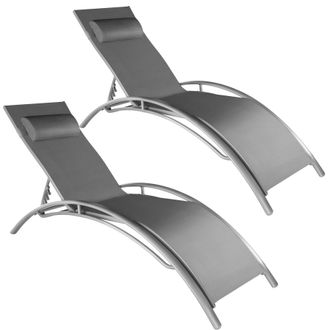 TecTake Sun Lounger Set Of 2 Alina in Grey | Size: 2 Seater