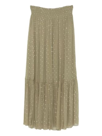 BA&SH Rok met metallic stippen en ruches - Groen