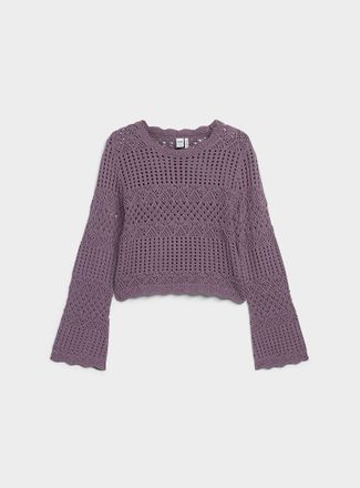 Twik Womens Bell-sleeve crocheted sweater