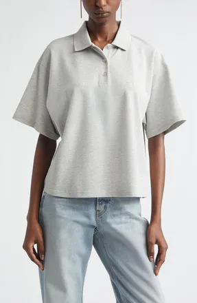 Saint Laurent Oversize Cotton Blend Piqu&eacute; Polo in Gris Chine at Nordstrom, Size Medium