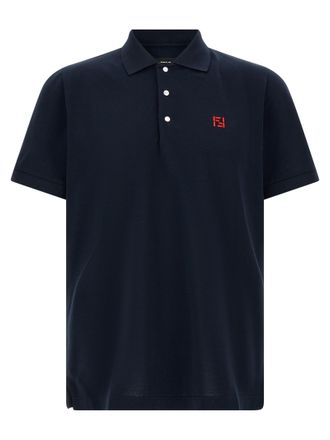 Fendi Blue Cotton Polo Mens Shirt