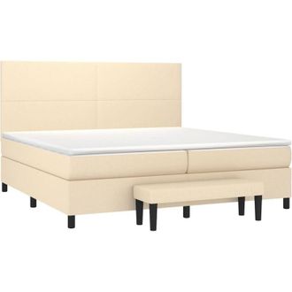 vidaXL Vidaxl - Cama Box Spring Con Colch&oacute;n Tela Color Crema 200x200 Cm
