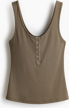 H&M Geripptes Tanktop - Khakigr&uuml;n