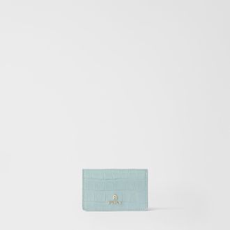 Furla Camelia Card Case S Winter Sky Blue Cocco Print Calf Leather Woman