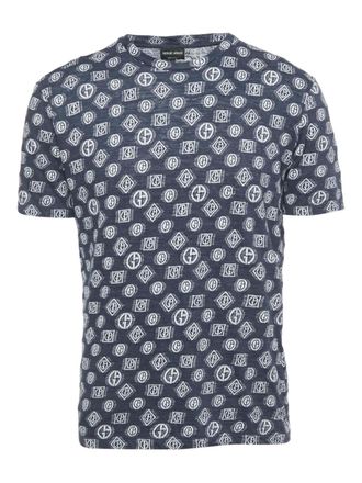 Giorgio Armani T-shirt met ronde hals en monogram - Blauw
