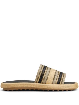 Tod's two-tone slides - women - Polyamide/Raffia/Calf Leather/Rubber - 39.5 - Neutrals